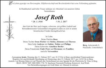 Traueranzeige von Josef Roth von Neumarkter Nachrichten Lokal