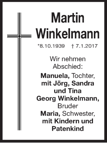 Traueranzeige von Martin Winkelmann von Erlanger Nachrichten Lokal