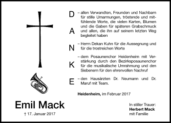 Traueranzeige von Emil Mack von Altmühl-Bote Lokal