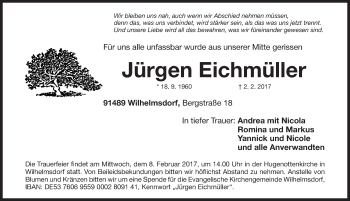 Traueranzeige von Jürgen Eichmüller von Fürther Nachrichten Lokal
