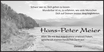 Traueranzeige von Hans-Peter Meier von Gesamtausgabe Nürnberger Nachrichten/ Nürnberger Ztg.