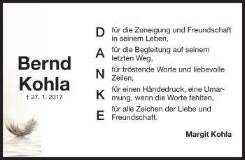 Traueranzeige von Bernd Kohla von Gesamtausgabe Nürnberger Nachrichten/ Nürnberger Ztg.