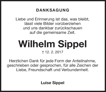 Traueranzeige von Wilhelm Sippel von Gesamtausgabe Nürnberger Nachrichten/ Nürnberger Ztg.