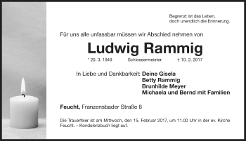 Traueranzeige von Ludwig Rammig von Gesamtausgabe Nürnberger Nachrichten/ Nürnberger Ztg.