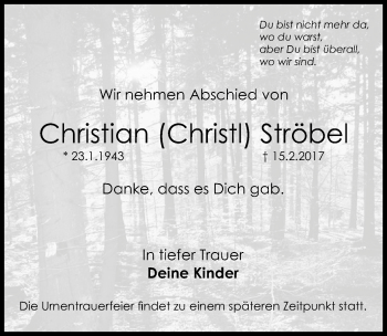 Traueranzeige von Christian  Ströbel von Schwabach