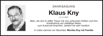 Traueranzeige von Klaus Kny von Gesamtausgabe Nürnberger Nachrichten/ Nürnberger Ztg.