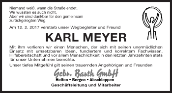 Traueranzeige von Karl Meyer von Gesamtausgabe Nürnberger Nachrichten/ Nürnberger Ztg.