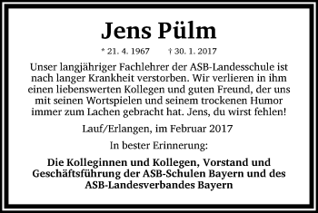 Traueranzeige von Jens Pülm von Gesamtausgabe Nürnberger Nachrichten/ Nürnberger Ztg.