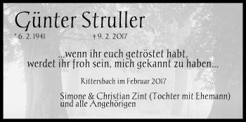 Traueranzeige von Günter Struller von Schwabach