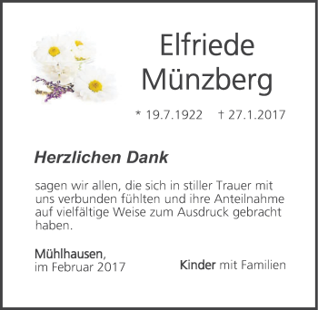 Traueranzeige von Elfriede Münzberg von Neumarkter Nachrichten Lokal