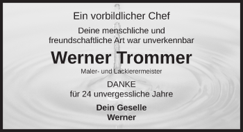 Traueranzeige von Werner Trommer von Fürther Nachrichten Lokal