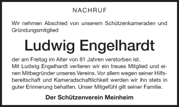 Traueranzeige von Ludwig Engelhardt von Altmühl-Bote Lokal