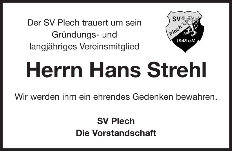  Traueranzeige für Hans Strehl vom 11.02.2017 aus Nordbayerische Nachrichten Pegnitz Lokal