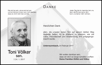Traueranzeige von Toni Völker von Altmühl-Bote Lokal
