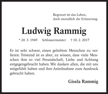 Traueranzeige von Ludwig Rammig von Gesamtausgabe Nürnberger Nachrichten/ Nürnberger Ztg.