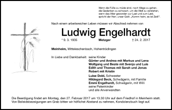 Traueranzeige von Ludwig Engelhardt von Altmühl-Bote Lokal