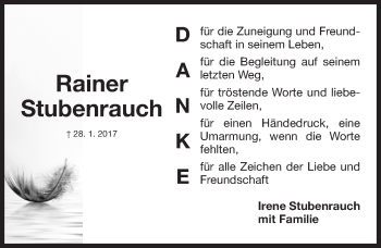 Traueranzeige von Rainer Stubenrauch von Erlanger Nachrichten Lokal