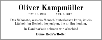 Traueranzeige von Oliver Kampmüller von Neumarkter Nachrichten Lokal