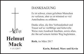Traueranzeige von Helmut Mack von Roth-Hilpoltsteiner Volkszeitung Lokal