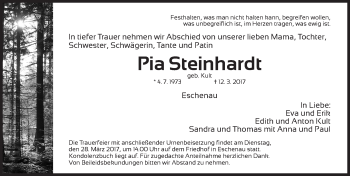 Traueranzeige von Pia Steinhardt von Erlanger Nachrichten Lokal