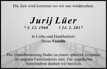 Traueranzeige von Jurij Lüer von Neumarkter Nachrichten Lokal