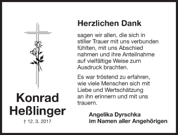 Traueranzeige von Konrad Heßlinger von Roth-Hilpoltsteiner Volkszeitung Lokal