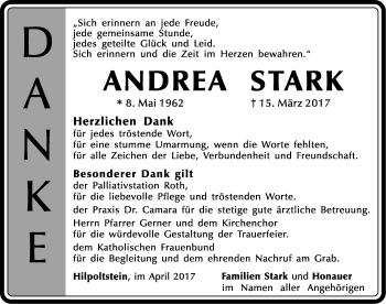 Traueranzeige von Andrea Stark von Roth-Hilpoltsteiner Volkszeitung Lokal