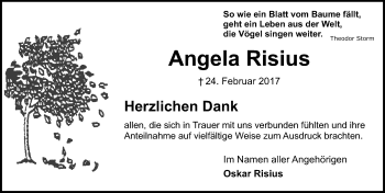 Traueranzeige von Angela Risius von Erlanger Nachrichten Lokal