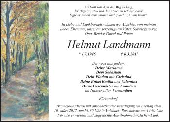 Traueranzeige von Helmut Landmann von Nordbayerische Nachrichten Forchheim Lokal