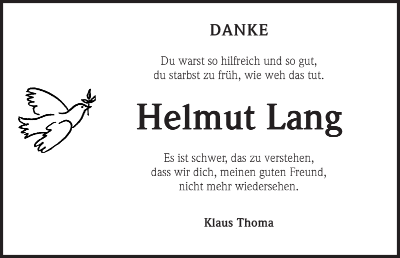  Traueranzeige für Helmut Lang vom 29.03.2017 aus Nordbayerische Nachrichten Herzogenaurach Lokal
