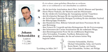 Traueranzeige von Johann Ochsenkühn von Neumarkter Nachrichten Lokal