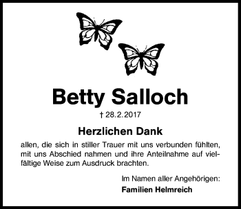 Traueranzeige von Betty Salloch von Schwabach