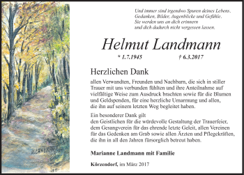 Traueranzeige von Helmut Landmann von Nordbayerische Nachrichten Forchheim Lokal