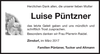 Traueranzeige von Luise Püntzner von Fürther Nachrichten Lokal