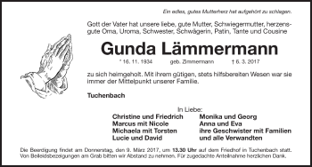 Traueranzeige von Gunda Lämmermann von Fürther Nachrichten Lokal