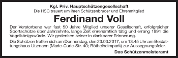 Traueranzeige von Ferdl Voll von Erlanger Nachrichten Lokal