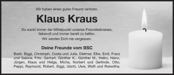 Traueranzeige von Klaus Kraus von Erlanger Nachrichten Lokal
