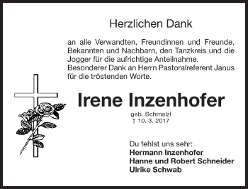 Traueranzeige von Irene Inzenhofer von Gesamtausgabe Nürnberger Nachrichten/ Nürnberger Ztg.