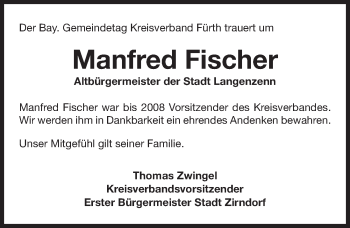 Traueranzeige von Manfred Fischer von Fürther Nachrichten Lokal