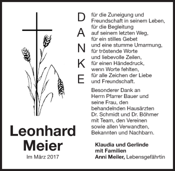 Traueranzeige von Leonhard Meier von Neumarkter Nachrichten Lokal
