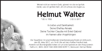 Traueranzeige von Helmut Walter von Fürther Nachrichten Lokal