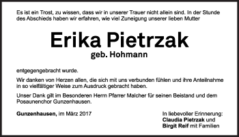 Traueranzeige von Erika Pietrzak von Altmühl-Bote Lokal