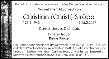 Traueranzeige von Christian  Ströbel von Schwabach