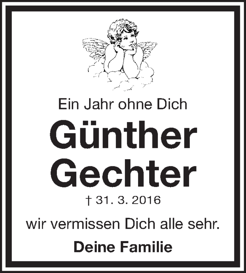  Traueranzeige für Günther Gechter vom 31.03.2017 aus Erlanger Nachrichten Lokal