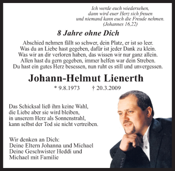 Traueranzeige von Johann-Helmut Lienerth von Neumarkter Nachrichten Lokal