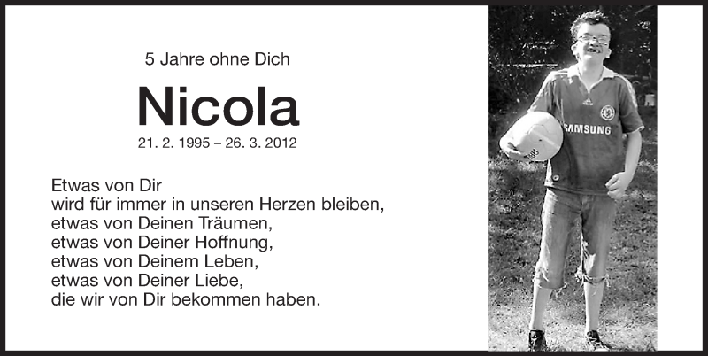  Traueranzeige für Nicola David Binner vom 25.03.2017 aus Nordbayerische Nachrichten Herzogenaurach Lokal