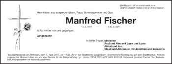 Traueranzeige von Manfred Fischer von Fürther Nachrichten Lokal