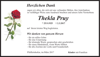 Traueranzeige von Thekla Pruy von Neumarkter Nachrichten Lokal