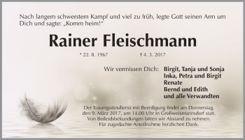 Traueranzeige von Rainer Fleischmann von Fürther Nachrichten Lokal