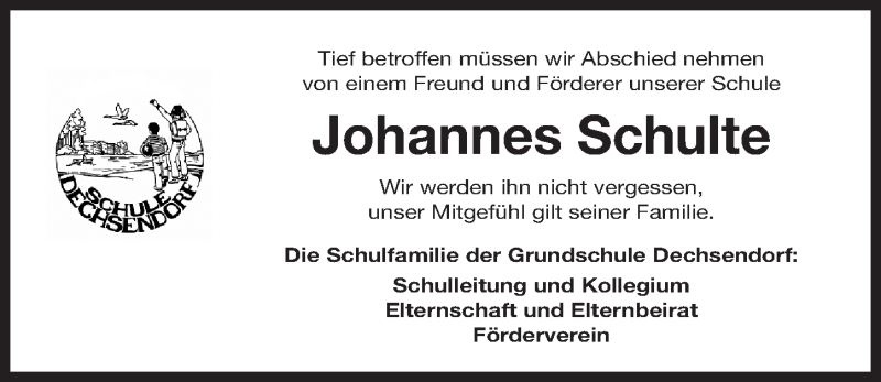  Traueranzeige für Johannes Schulte vom 07.04.2017 aus Erlanger Nachrichten Lokal